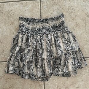 Snake Print Ruffled Skirt